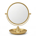 Elegant Gold Finish Vanity Mirror with Tray Base