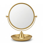 Elegant Gold Finish Vanity Mirror with Tray Base