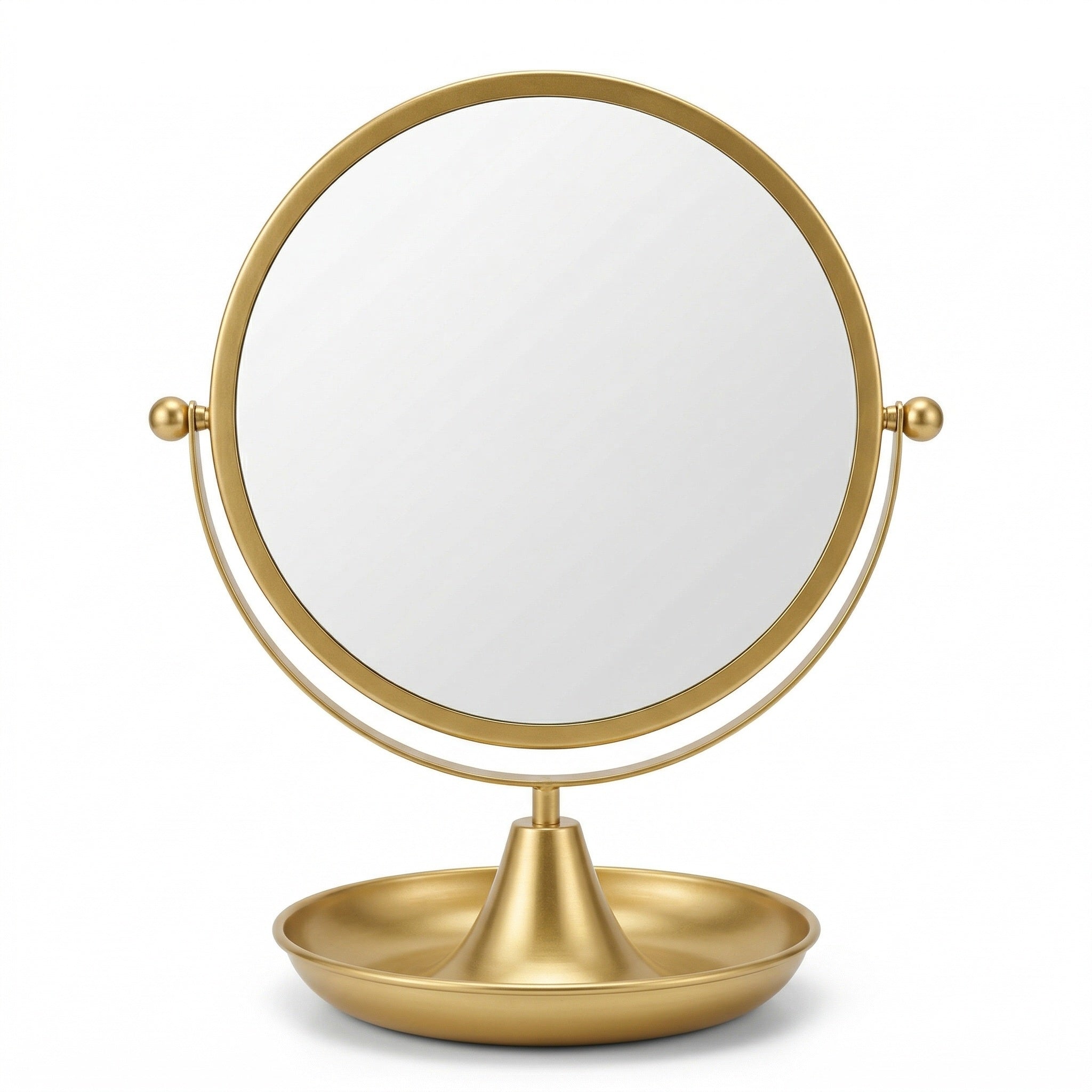 Elegant Gold Finish Vanity Mirror with Tray Base