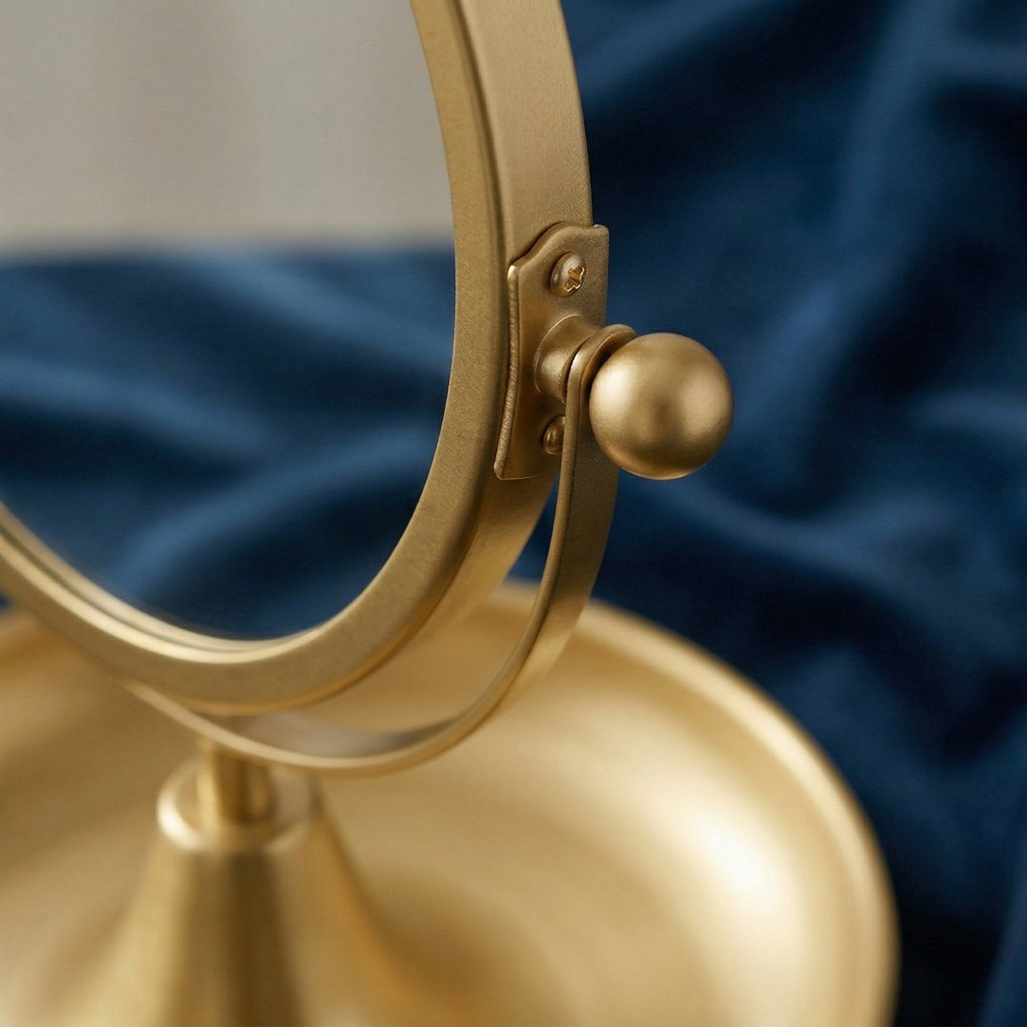 Elegant Gold Finish Vanity Mirror with Tray Base
