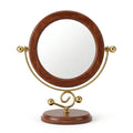 Elegant Wooden Framed Vanity Mirror with Brass Stand