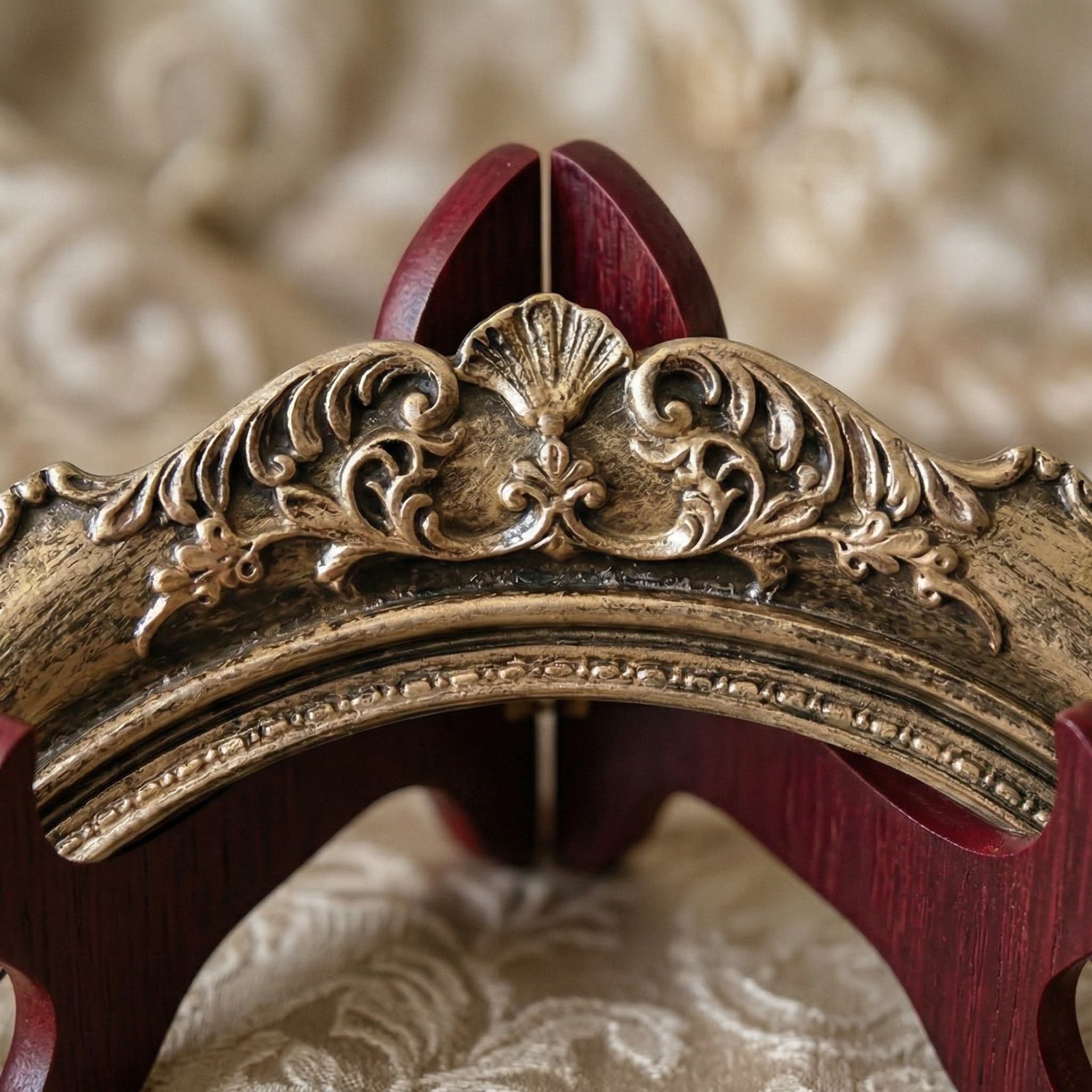 Vintage Oval Mirror with Decorative Stand