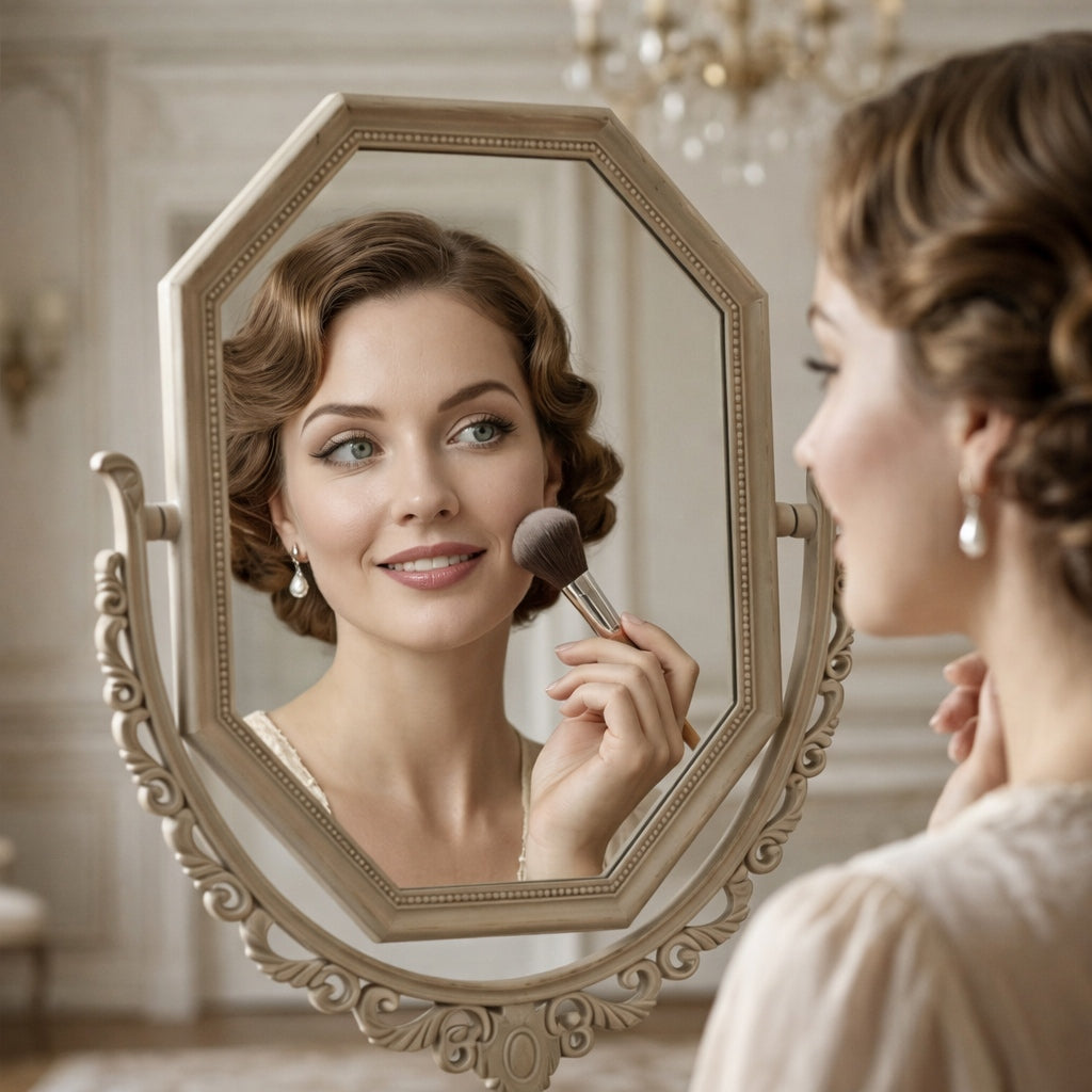 Vintage-Style Octagonal Vanity Mirror with Ornate Base