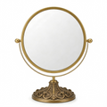 Ornate Round Vanity Mirror with Elegant Gold Finish