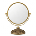 Ornate Round Vanity Mirror with Elegant Gold Finish