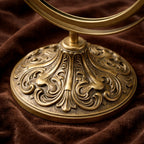 Ornate Round Vanity Mirror with Elegant Gold Finish